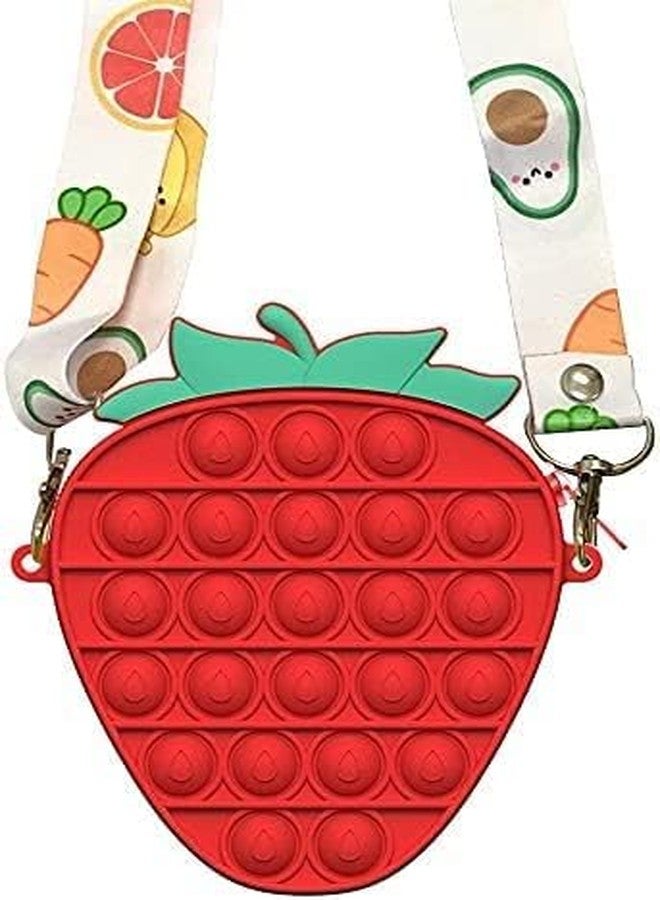 Mahi Enterprise Pop Fidget Purse for Girls, Push Bubble Popper Toy Crossbody Bag for School Supplies (Strawberry Design) - Image 1